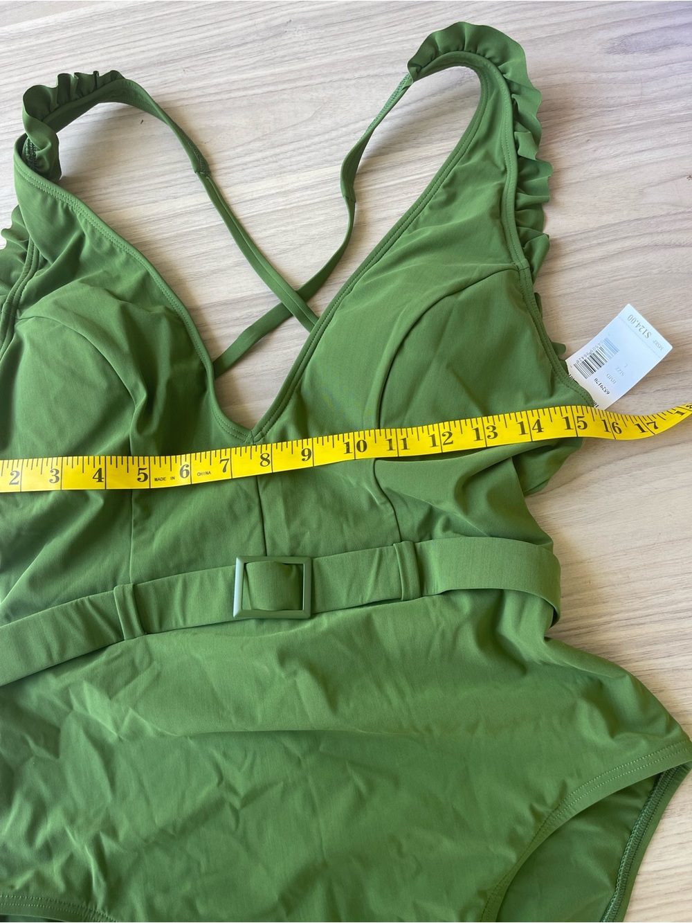 Olive Green Belted One-Piece Swimsuit - Women Intimates & Sleepwear Shapewear - Picture 6 of 11